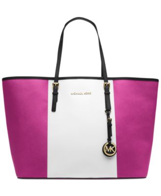 women's michael kors stripe travel tote bag