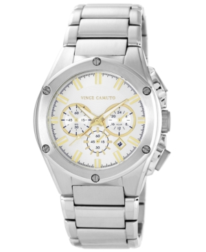 UPC 086702542147 product image for Vince Camuto Men's Chronograph Stainless Steel Bracelet Watch 45mm Vc-1065SVSV | upcitemdb.com
