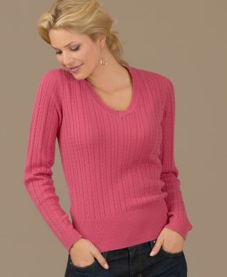 TOMMY HILFIGER Cable-Rib V-Neck Sweater