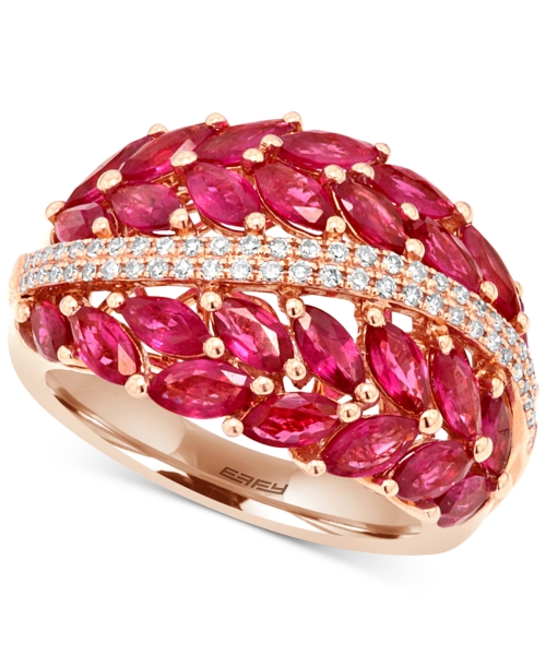 Effy Ruby (4 ct. t.w.) and Diamond (1/5 ct. t.w.) Statement Ring in 14k Rose Gold