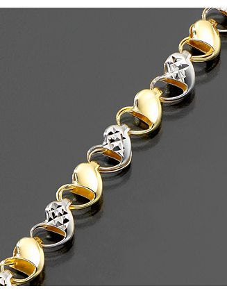 14k Two-Tone Gold Heart Anklet