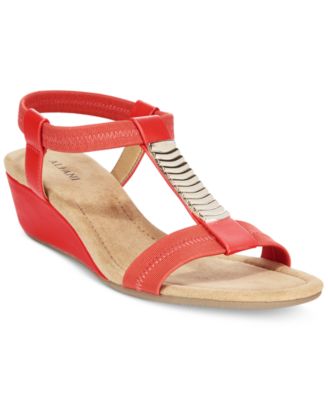macy's red wedge shoes
