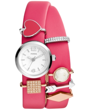 UPC 796483233409 product image for Fossil Women's Georgia Red Leather Wrap Strap Charm Watch 21mm ES3964SET | upcitemdb.com