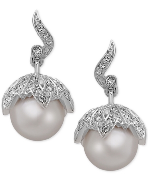 UPC 639268034498 product image for Nina Silver-Tone Swarovski Crystal Imitation Pearl Drop Earrings | upcitemdb.com