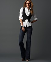 INC International Concepts® Three-Quarter Sleeve Shirt with Attached Vest & Wide-Leg Stretch Jeans