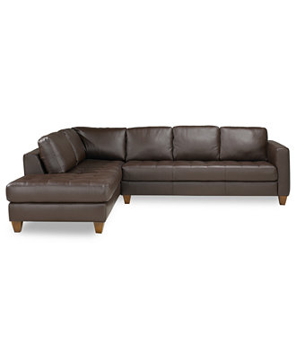 Milano Leather 2-Piece Chaise Sectional Sofa - Furniture - Macy&#39;s