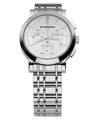  Watches Macy on Burberry Watch  Men S Chronograph Stainless Steel Bracelet 40mm Bu1372