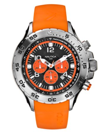 Nautica Watch, Men's Orange Polyurethane Strap N14538G