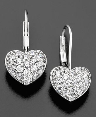 earrings crislu zirconia cubic platinum sterling ct drop heart silver
