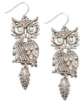 Lucky Brand Earrings, Silvertone Shaky Owl 