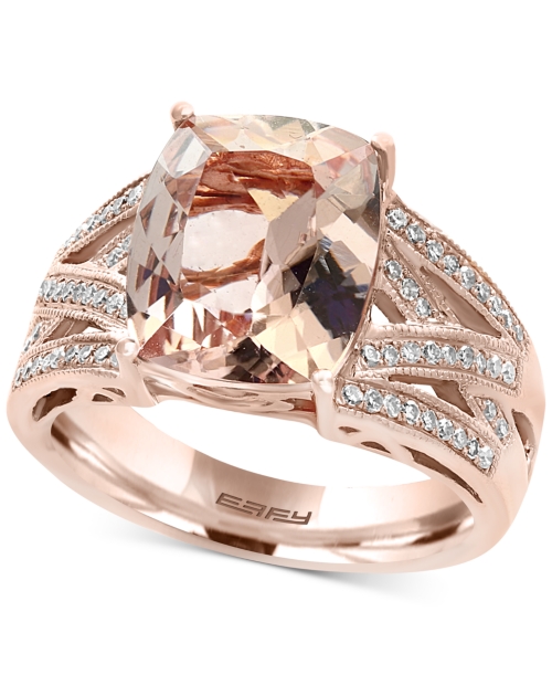 Effy Final Call Morganite (4-1/2 ct. t.w.) and Diamond (1/4 ct. t.w.) Ring in 14k Rose Gold