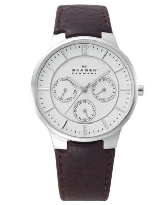 Macyskagen Watches  on Skagen Denmark Watch  Men S Chronograph Black Leather Strap 40mm