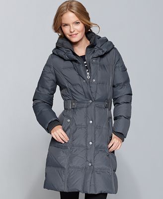 dkny faux leather puffer