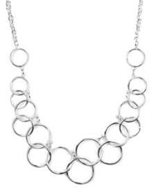 Nine West Necklace, Silver-Tone Circle Frontal Necklace