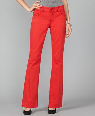 red bootcut pants