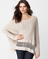 BCBGeneration Sweater, Scoop Neck Long Sleeve Open Knit Boxy Top  