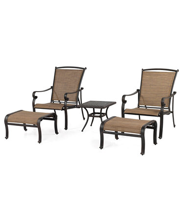 Paradise Outdoor 5 Piece Lounge Set: 2 Adjustable Chairs, 2 
