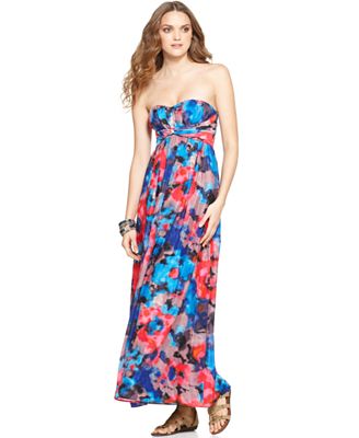 Floral Maxi Dress on Jessica Simpson Dress  Strapless Tie Dye Floral Printed Maxi