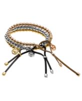 Michael Kors Bracelet, Tri-Tone Beaded Leather Bracelet