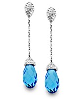 Kaleidoscope Sterling Silver Earrings, Blue Crystal Briolette Drop Earrings with Swarovski Elements