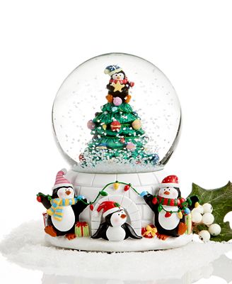 Holiday Lane Snow Globe, Musical Penguins - - Macy's