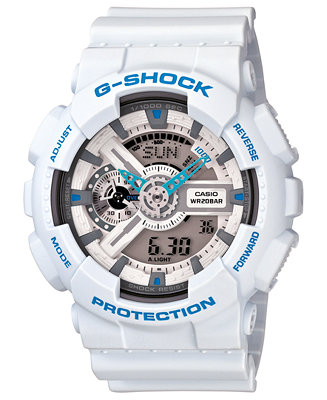 G-Shock Men's Analog-Digital White Resin Strap Watch 51x55mm GA110SN-7 - Watches - Jewelry
