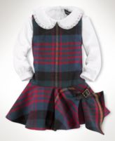 Ralph Lauren Baby Set, Baby Girls Peter-Pan Collar Bodysuit and Plaid Jumper Dress