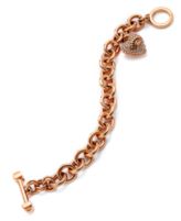 Juicy Couture Bracelet, Rose Gold-Tone Pave Heart Charm Bracelet