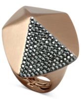 Jill Zarin Ring, Rose Gold-Tone Jet Hematite Pave Stone Pyramid Ring