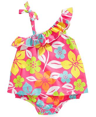 First Impressions Baby One-Piece, Baby Girls Asymmetrical-Shoulder Sunsuit