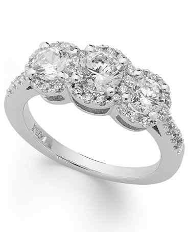 -Stone Diamond Halo Ring in 14k White Gold (1-12 ct. t.w.) - Rings ...