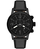 Burberry Watch, Men's Swiss Chronograph Black Leather Strap 42mm BU7827