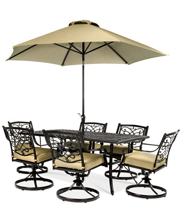 Wentley Patio Furniture, Outdoor 7 Piece Set (70&quot;x40&quot; Table, 6 Swivel Chairs) - Furniture - Macy&#39;s
