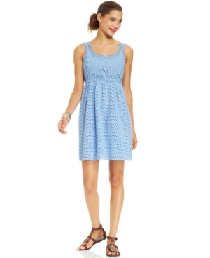Spense Petite Sleeveless Lace Eyelet Dress
