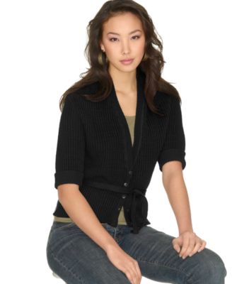 American Rag Short-Sleeved Belted Cardigan