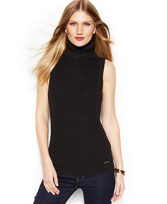 ... Michael Kors Sleeveless Turtleneck Sweater - Sweaters - Women - Macy's