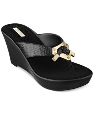 guess wedge thong sandals