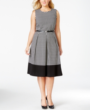 UPC 888738043823 product image for Calvin Klein Plus Size Belted Colorblock-Hem Pleated Dress | upcitemdb.com