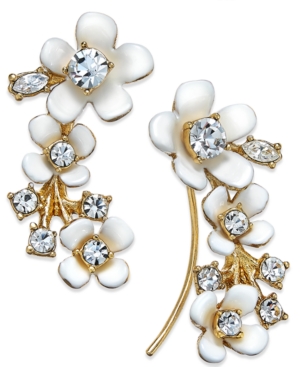 UPC 098686601901 kate spade new york Gold Tone White Flower and Crystal Ear Climber Earrings upcitemdb