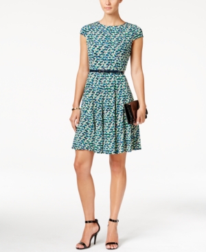 UPC 689886700503 product image for Jessica Howard Petite Printed Belted Fit & Flare Dress | upcitemdb.com