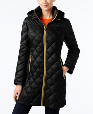 Michael kors hooded packable down diamond quilted puffer coat online