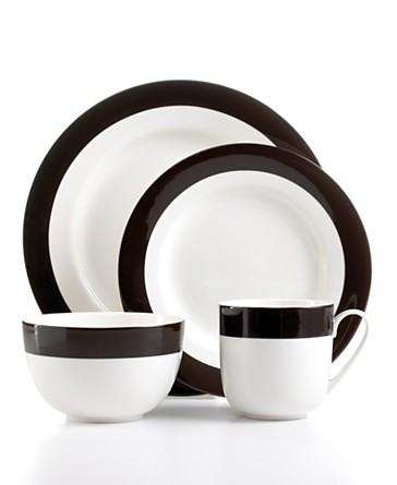 Martha Stewart Collection Dinnerware, Classic Band Black 4 Piece Place Setting