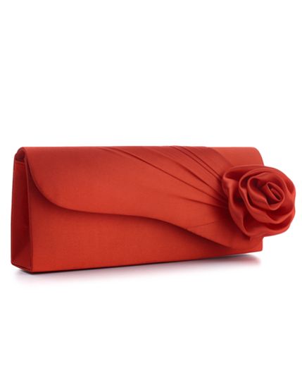 Jessica McClintock Handbag, Satin Clutch with Rose