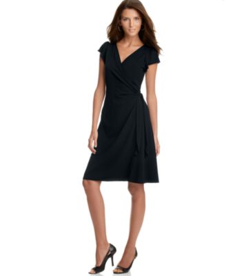 Studio M Dress, Flutter Sleeve Matte Jersey Wrap