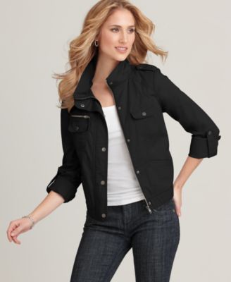 Style&co. Jacket, Stand Collar Flap Pocket Twill