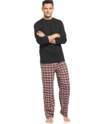 Club Room Sleepwear Box Set, Long Sleeve Crew and Flannel Pajama Pants
