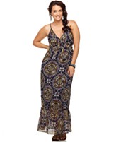 Eyeshadow Plus Size Dress, Sleeveless Printed Ruffled Maxi Eyeshadow Plus Size Dress, Sleeveless Printed Ruffled Maxi