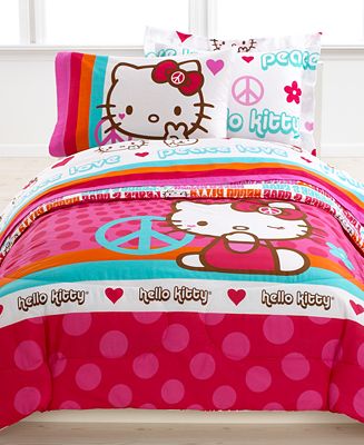 Hello Kitty Bedding, Peace Kitty Reversible Mini Comforter Sets ...