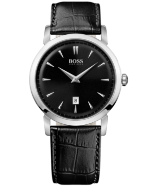 UPC 885997018050 product image for Hugo Boss Watch, Men's Ultra Slim Black Leather Strap 1512637 | upcitemdb.com