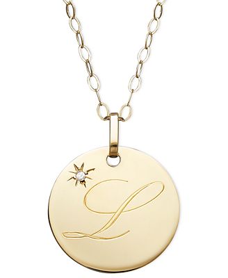 accent letter 14k disc pendant necklace diamond gold necklaces watches jewelry